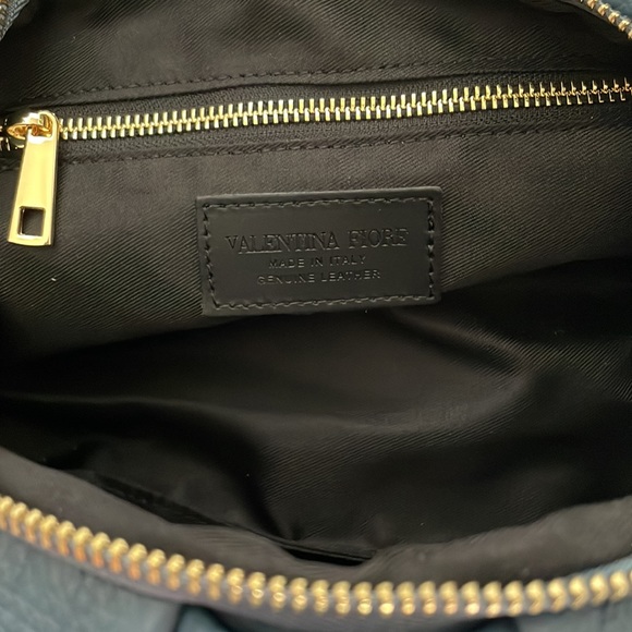 Valentina Fiore Blue Handmade Italian Leather Handbag - Picture 6 of 6